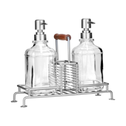 ΔΟΧΕΙΑ ΥΓΡΟΥ ΠΙΑΤΩΝ ALLURE 2x300ml ΜΕ ΜΕΤΑΛΛΙΚΗ ΒΑΣΗ & ΘΗΚΗ ΓΙΑ ΣΦΟΥΓΓΑΡΙ ΑΣΗΜΙ