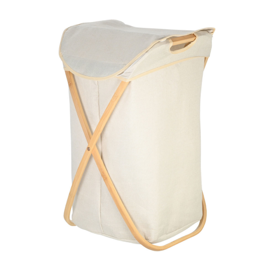ΚΑΛΑΘΙ ΑΠΛΥΤΩΝ BAMBOO ESSENTIALS 40x40x70cm ΜΕ ΘΗΚΗ ΠΟΛΥΕΣΤΕΡ ΠΤΥΣ.ΜΠΕΖ