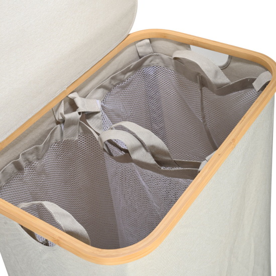 ΚΑΛΑΘΙ ΑΠΛΥΤΩΝ BAMBOO ESSENTIALS 144lt ΜΕ ΚΑΠΑΚΙ ΚΑΙ 2 MESH BAGS 56x37x68cm ΓΚΡΙ