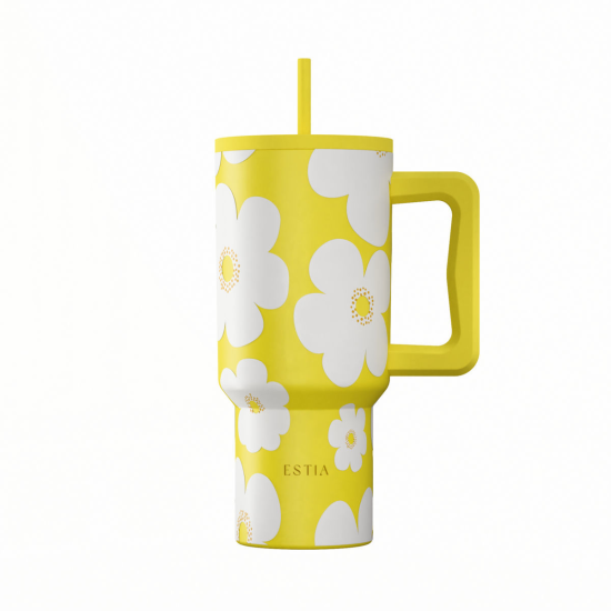 ΘΕΡΜΟΣ STRAW TUMBLER XL SAVE THE AEGEAN 900ml YELLOW DAISY