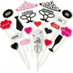 ΣΕΤ """PHOTO BOOTH BRIDE  GROOM ACCESSORIES"" 20 pcs in window box"