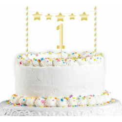 ΣΕΤ ΔΙΑΚΟΣΜ ΤΟΥΡΤΑΣ 1ST BDAY GOLD 19ΕΚ