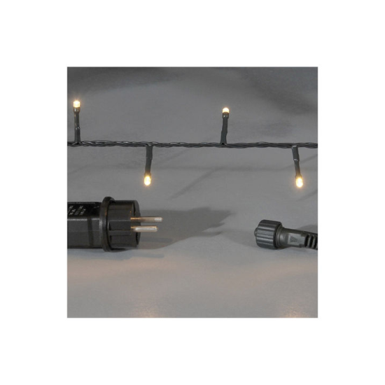 100 LED 5μ Ζεστό Λευκό σε Σειρά με Πράσινο Καλώδιο Με Επέκταση Σταθερά