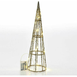 Φωτιζόμενο Χριστουγεννιάτικο Διακοσμητικό Μεταλλικό Δεντράκι Κώνος 15Χ50εκ. Μπαταρίας