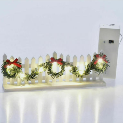 Φωτιζόμενος Χριστουγεννιάτικος Πλαστικός Φράχτης Λευκός  Μπαταρίας