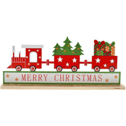 ΧΡ ΞΥΛΙΝΟ ΤΡΑΙΝΟ MERRY CHRISTMAS ΣΕ ΞΥΛΙΝΗ ΒΑΣΗ 18.5Χ4Χ8ΕΚ