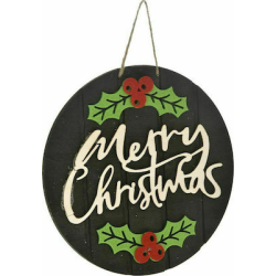 ΧΡ ΜΑΥΡΟ ΞΥΛΙΝΟ ΚΡΕΜΑΣΤΟ MERRY CHRISTMAS 20ΕΚ
