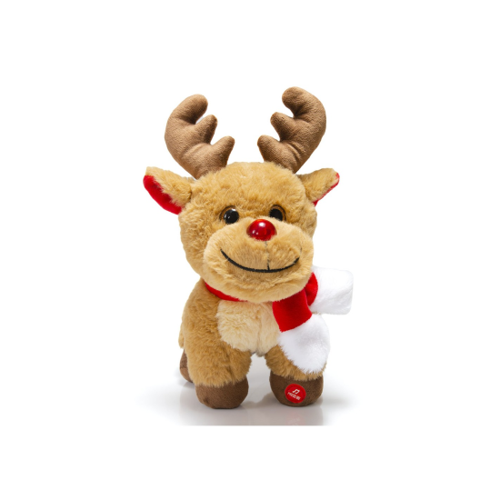 Χριστουγεννιάτικο Ελαφάκι με Φωτεινή Μυτούλα και Μουσική 30εκ