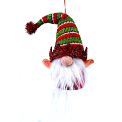ΝΑΝΟΣ 18cm Fabric gnome w/elf hat orn