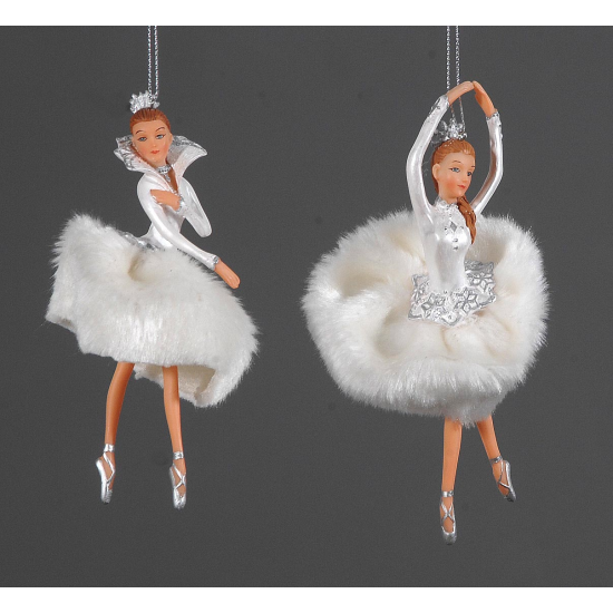 ΜΠΑΛΑΡΙΝΑ 2 ΣΧΕΔΙΑ 17cm Polyresin ballerina w/white fur skirt ΜΠΑΛΑΡΙΝΑ 2 ΣΧΕΔΙΑ 17cm Polyresin ballerina w/white fur skirt