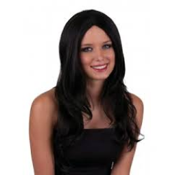 ΑΠΟΚΡΙΑΤΙΚΗ Περούκα Μαύρη Μακριά Με Χωρίστρα.