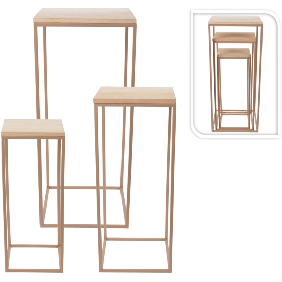 Βάση Διακόσμησης Μέταλλο & Ξύλο Μπεζ 20X20X50cm Βάση Διακόσμησης Μέταλλο & Ξύλο Μπεζ 20X20X50cm
