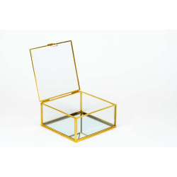 Κουτακι Γυάλινο με Μεταλλική Βαση 12.5x12.5x6cm