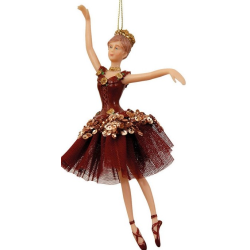 Κεραμικό Κρεμαστό Χριστουγεννιάτικο Στολίδι Μπαλαρίνα 10 x 6 x 17cm Κόκκινο
