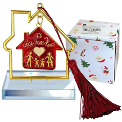 Γούρι Επιτραπέζιο Κρυστάλινο Σπιτάκι ~8x5cm