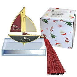 Γούρι επιτραπέζιο κρυστάλινο καράβι ~8x5cm