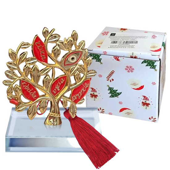 Γούρι Επιτραπέζιο Κρυστάλλινο Δέντρο με Ευχές ~8x5cm