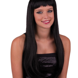 Περούκα Μαύρη Μακριά Με Αφέλειες.