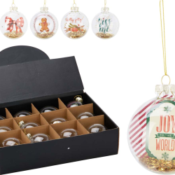 ΜΠΑΛΑ ΧΡΙΣΤΟΥΓΕΝΝΩΝ JOY ΑΠΟ ΓΥΑΛΙ 8cm 6 Σχδ (ΤΙΜΗ ΤΕΜΑΧΙΟΥ)