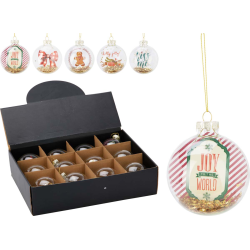 ΜΠΑΛΑ ΧΡΙΣΤΟΥΓΕΝΝΩΝ JOY ΑΠΟ ΓΥΑΛΙ 8cm 6 Σχδ (ΤΙΜΗ ΤΕΜΑΧΙΟΥ)