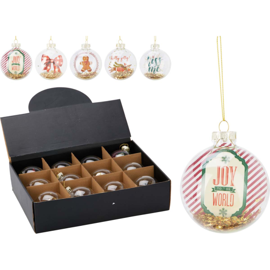 ΜΠΑΛΑ ΧΡΙΣΤΟΥΓΕΝΝΩΝ JOY ΑΠΟ ΓΥΑΛΙ 8cm 6 Σχδ (ΤΙΜΗ ΤΕΜΑΧΙΟΥ)