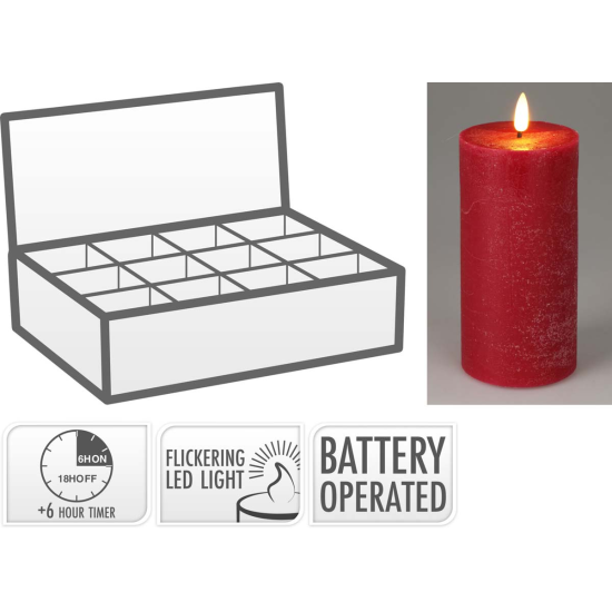 ΚΕΡΙ LED ΚΟΚΚΙΝΟ 7.5x15cm