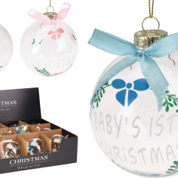 ΜΠΑΛΑ ΧΡΙΣΤΟΥΓΕΝΝΩΝ BABY ΑΠΟ ΓΥΑΛΙ 8cm 2 Σχδ (ΤΙΜΗ ΤΕΜΑΧΙΟΥ)