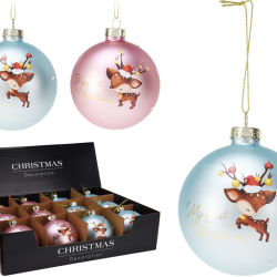 ΜΠΑΛΑ ΧΡΙΣΤΟΥΓΕΝΝΩΝ BABY DEER ΑΠΟ ΓΥΑΛΙ 8cm 2 Σχδ (ΤΙΜΗ ΤΕΜΑΧΙΟΥ)