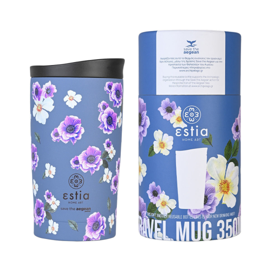 ΘΕΡΜΟΣ TRAVEL MUG SAVE THE AEGEAN 350ml GARDEN BLUE ΘΕΡΜΟΣ TRAVEL MUG SAVE THE AEGEAN 350ml GARDEN BLUE